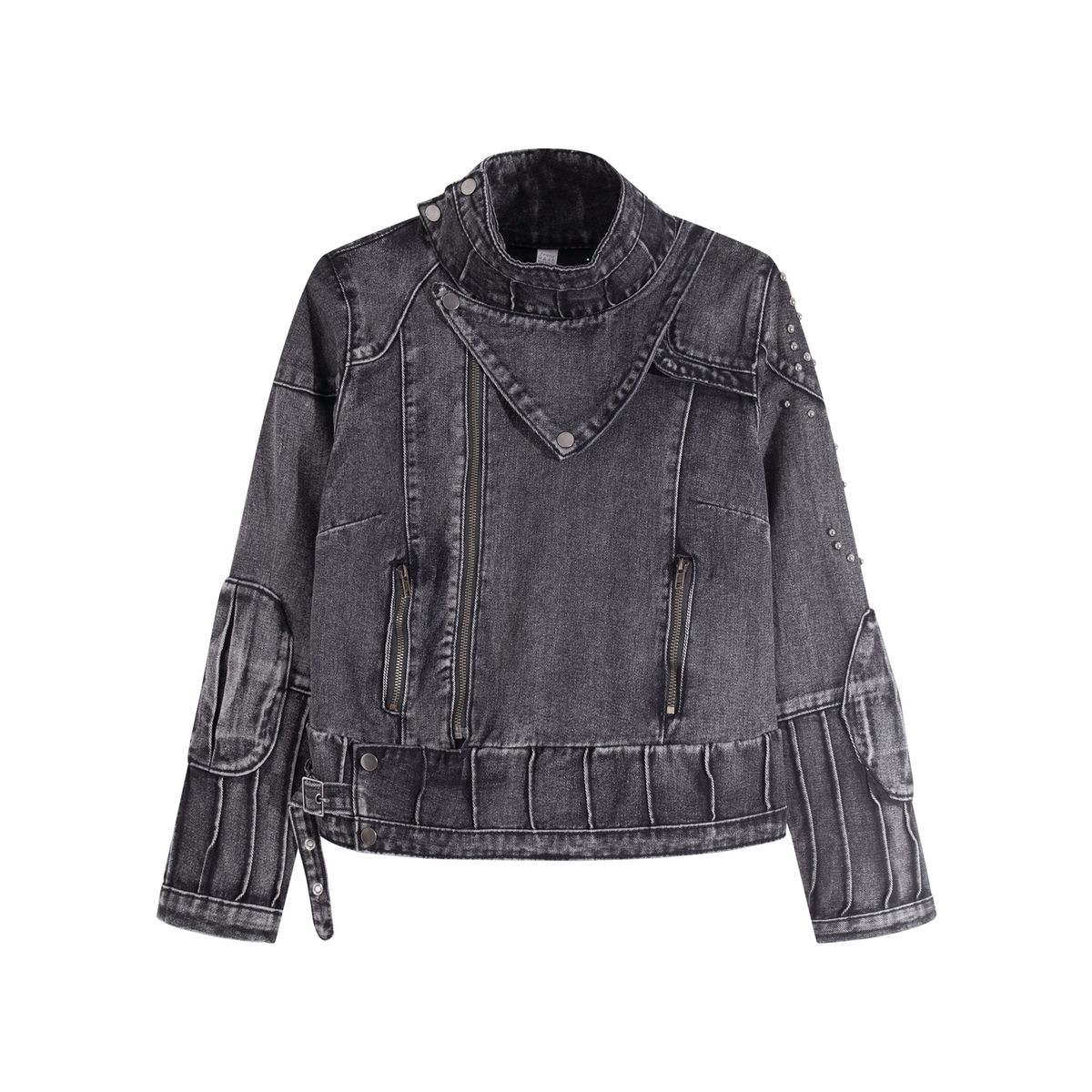 Vintage Irregular Denim For Women Autumn Washed Design Jacket Top_mkmklike.com