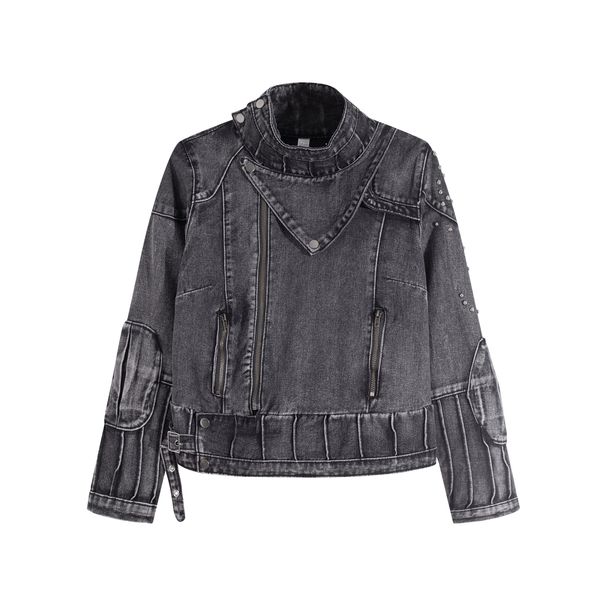 Vintage Irregular Denim For Women Autumn Washed Design Jacket Top_mkmklike.com