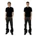 Men's Flared Stacked Raw Denim Jeans Narrow Width Embroidered Specially Formulated Flattering Versatile Workwear_mkmklike.com