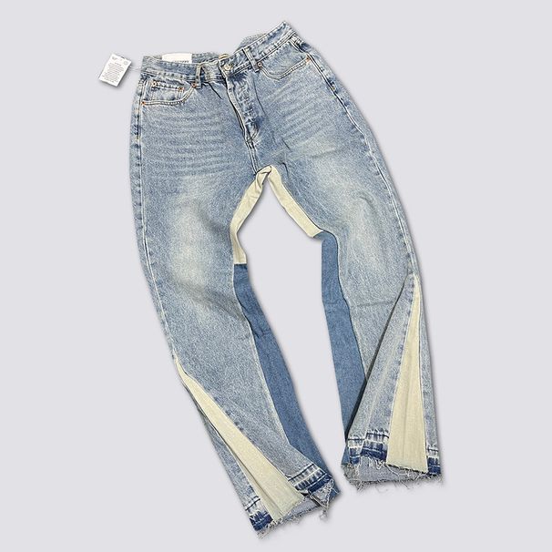 Men's Clothing Men's Jeans Hot Selling Pants GALLERY DEP Cowboy Bell Bottoms Washed And Distressed Patchwork Jeans_mkmklike.com