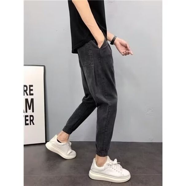 Spring New Men's Loose Fit Casual Skinny Jeans Distressed Black Jogger Harem Pants Versatile Denim_mkmklike.com