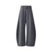 New Women's Dark Gray American Retro Pleated Loose Wide-leg Casual Trousers For Autumn_mkmklike.com