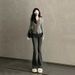 Black Slim-fit Micro-flare Jeans For Women, 2026 Spring/autumn New Style, High-waisted, Slimming, Petite-friendly,_mkmklike.com