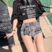 Retro High-Waisted Denim Shorts For Women - Vintage Distressed Print Shorts With Stretch (S-XL) | American Style Ripped Hot Pants_mkmklike.com