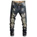 Retro Washed Jeans For Men Slim Fit Straight Leg Pants Autumn Spring Trendy Brand High Street Style_mkmklike.com