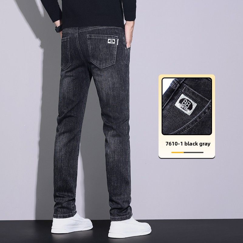 Jeans Men's Loose Straight Large Size Elastic Casual Slim Fit Pants Men's_mkmklike.com