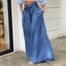 Women's Clothing Elegant Lace Up High Waist Wide Leg Pants Casual Denim Trousers_mkmklike.com