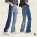 Men's Distressed Bootcut Jeans – Retro Loose Fit Wide Leg Denim Pants (S-XL, Black Gray & Blue)_mkmklike.com