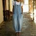 Vintage Distressed Denim Jumpsuit For Women – Relaxed Fit With Adjustable Buckles, Retro Oversized Romper_mkmklike.com