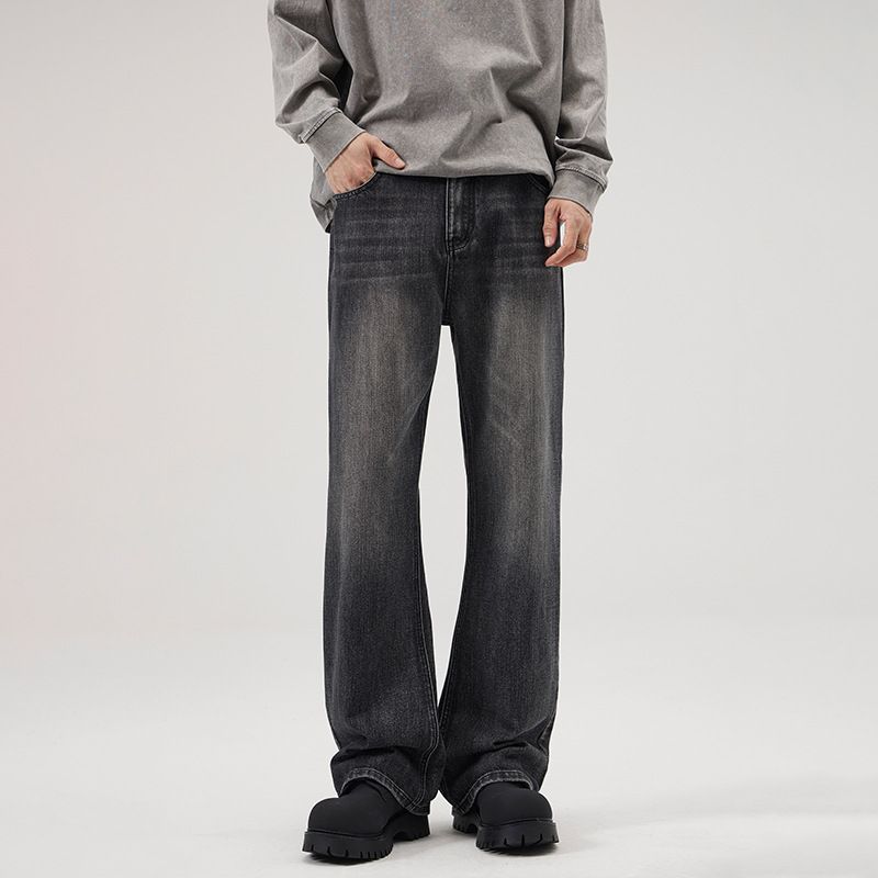LKTM Men's Vintage Heavy Washed Striped Denim Jeans - Retro Flare Fit, Comfortable & Stylish For Casual Wear_mkmklike.com