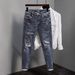 European Style Washed Jeans For Men, Summer Thin Slim Fit Ankle-Length Pants_mkmklike.com