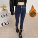 High Waist Stretch Fleece-Lined Jeans For Women 2024 Autumn Winter New Slim Fit Thickened Ankle-Length Skinny Pencil_mkmklike.com