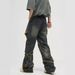 American Retro Multi Pocket Star Raw Edge Jeans For Men And Women Trendy Loose Washed Distressed Wide Leg Pants Summer_mkmklike.com