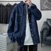 2025 Spring And Autumn Minimalist Denim Men's Long Sleeve Korean Edition Trendy Casual Shirt Loose Personalized Couple_mkmklike.com