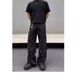 American High Street Cleanfit Black Big Pocket Cargo Jeans Men Straight Loose Vibe Pants Design Sense_mkmklike.com