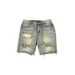 KANYE High Street Washed Distressed Denim Shorts Loose Casual Wide Leg Cotton Midweight Black Blue FOG Splatter Paint_mkmklike.com