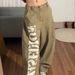 Women's Retro Khaki Jeans Loose Fit Slimming Wide Leg Trousers Full Length Casual Fashion Letter Print Denim_mkmklike.com