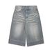 Men's & Women's Vintage Washed Denim Capri Jeans - Straight Leg, Hip Hop Style, Summer Casual Shorts For Unisex (Blue, S-3xl)_mkmklike.com