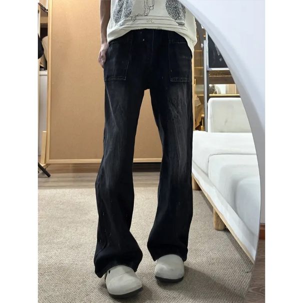 Men's Clothing Men Women Embroidered Loose Straight Leg Jeans High Waisted Wide Leg Pants Black Washed American Retro Style Autumn Design_mkmklike.com