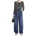 Clair 2025 Autumn Winter New Lyocell Vintage Denim Casual Women Scimitar Bean Pod Pants Loose Trendy Brand Elastic Wide Leg_mkmklike.com