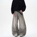 Retro Washed Distressed Gray Splatter Paint Curved Blade Loose Jeans Mid Waist Wide Leg Cotton Pants For Men And Women Spring Autumn_mkmklike.com