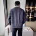 Men's Denim With Fleece Lining, Thickened Winter Style, Lamb Wool, 2024 New Korean Version, Slim Fit, Turn-down Collar,_mkmklike.com