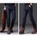 Men's Fleece-Lined Straight Leg Jeans - Winter Warm Casual Denim Pants With Comfortable Stretch & Classic Wash (Black/Blue)_mkmklike.com