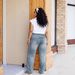 Women's Distressed Denim Wide-Leg Jeans Detachable Utility Belt Vintage Wash Straight Leg Trousers Multi-Pocket Design_mkmklike.com