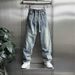 Men's Trendy Loose Fit Washed Jeans - Streetwear Hip Hop Style Comfortable Straight Leg Casual Pants_mkmklike.com