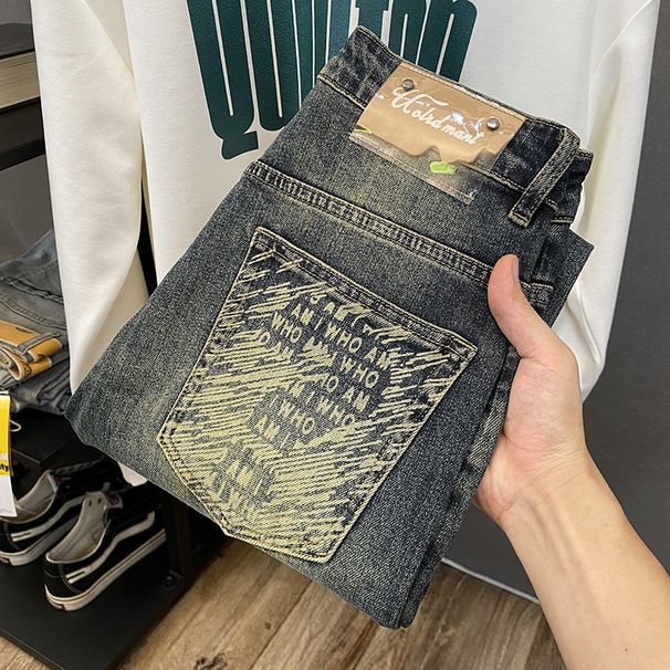 Men's Clothing High End Jeans for Men, New Loose and Slim Harem Pants for Spring and Autumn, Gradient Layer Washed Narrow Leg Men's Trousers_mkmklike.com