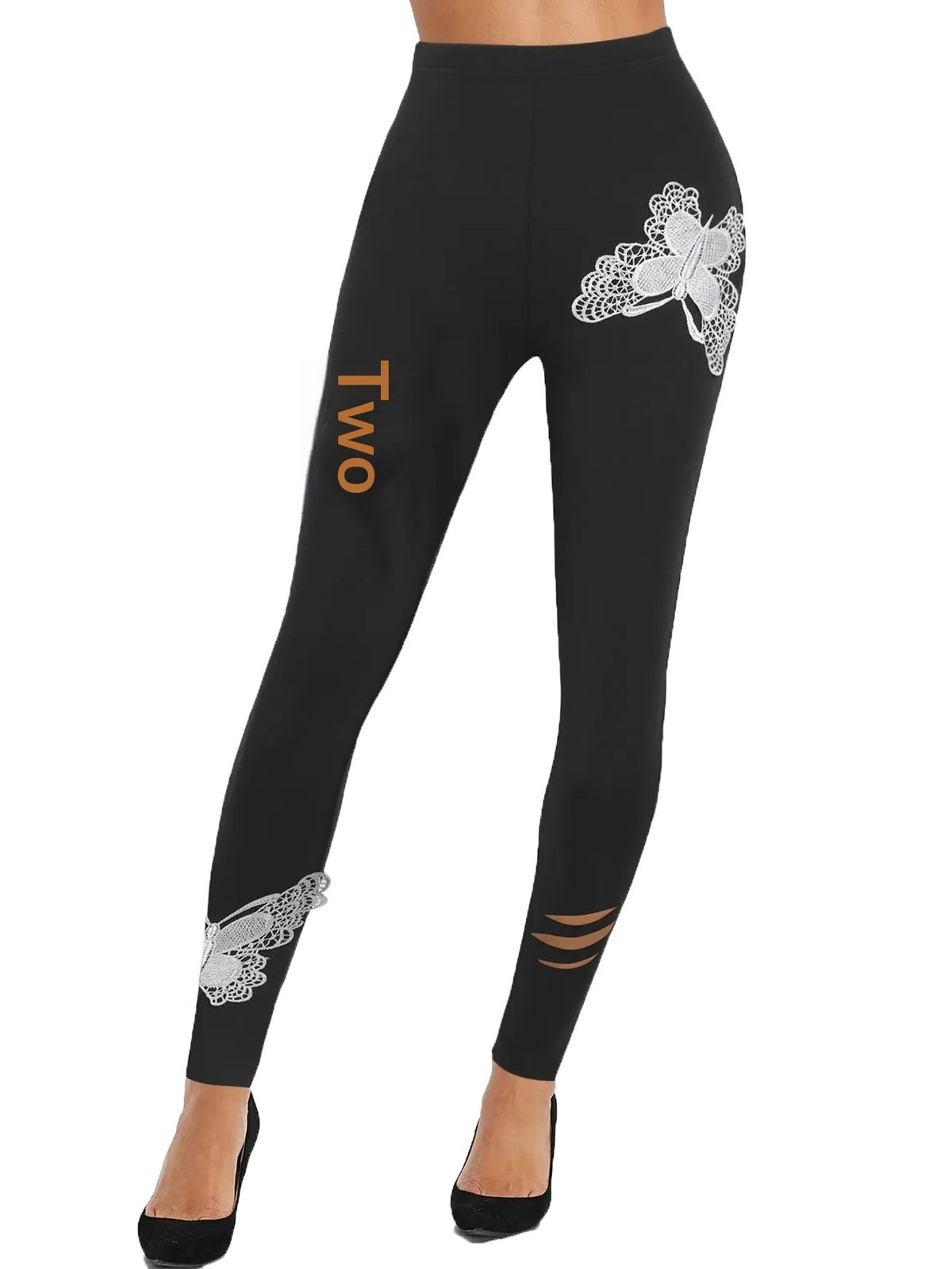New European And American Style Ripped Butterfly Print Denim Skinny Pants, High-waisted Slim-fit Leggings_mkmklike.com