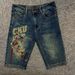 Men's Embroidered Denim Shorts Trendy Loose Straight Leg Casual Distressed Five Point Mid Length Summer Thin Pants_mkmklike.com