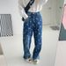 Summer High-Waisted Loose Fit Floral Straight Leg Slimming Jeans For Women_mkmklike.com