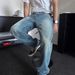 Men's Retro Hole Jeans High Street Style Washed Tie Dye Piled Up Trousers Quality Ink Splashed Trendy Casual Denim_mkmklike.com