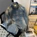 Side Denim For Men, Spring And Autumn American High-End Trendy Brand Striped Stand Up Collar Jacket_mkmklike.com