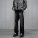 Retro American Style Washed Black Straight Leg Jeans, Loose High Street Workwear, Vibe Street Design Pants_mkmklike.com