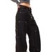 AXHUI Vintage Button Detail Jeans – Unisex Relaxed Fit Straight Leg Denim Pants (Mid-Rise, Washed Black, Minimal Stretch)_mkmklike.com