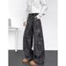 American Retro Camouflage Snake Pattern Tooling Jeans Men's High Street Hiphop Casual Straight Scimitar Wide-leg Trousers_mkmklike.com