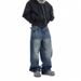 American Niche Design Washing Water Ripple Ripped Blue Jeans Men's And Women's Trend Ruffian Handsome Splicing Straight Casual Pants_mkmklike.com