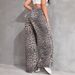 Women's Clothing Fashionable Cheetah Print Straight Leg Jeans For Women - Retro Streetwear Cotton Blend Casual Pants With Washed Denim Effect_mkmklike.com