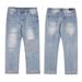 "Vintage Distressed Washed Denim Jeans For Men - Ripped Cat Whisker Paint Splash Bootcut Retro Streetwear Pants"_mkmklike.com