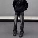 American Retro Washed Black & Gray Flared Jeans – High Street Vibe Slim Fit Straight Pants For Men_mkmklike.com
