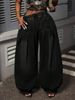 Retro Washed Blue Wide Leg Jeans High Waisted Elastic Plus Size Lantern Jeans Style Design Pleated_mkmklike.com