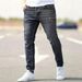Pulse 2025 Cross-Border European And American Skinny Stretch Ripped Tight Men's Jeans Cotton_mkmklike.com