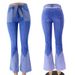 Women’s Clothing High Waist Two Color Splicing Belt High Quality Spot Women's Denim Flared Pants_mkmklike.com