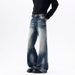 American Retro High Waisted Wide Leg Denim Men's Summer Hot Girls High Street Design Loose Drape Straight Leg Floor Length Pants_mkmklike.com