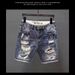 Vintage Japanese Style Men's Denim Shorts Casual Trendy Straight Leg Mid Waist Summer Trendy Branded Five Piece Shorts_mkmklike.com