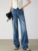 Women's Clothing High Waist Washed Retro Straight Jeans_mkmklike.com