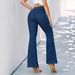 Women's Stretch Slim Fit Denim Trousers Fashionable Slightly Flared Clothing_mkmklike.com