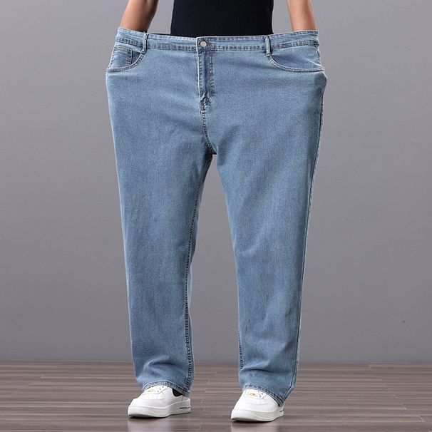 Large Size Jeans Men's Fattened Plus Size Fat Loose Straight Jeans Men's Elastic Cross-border Jeans_mkmklike.com